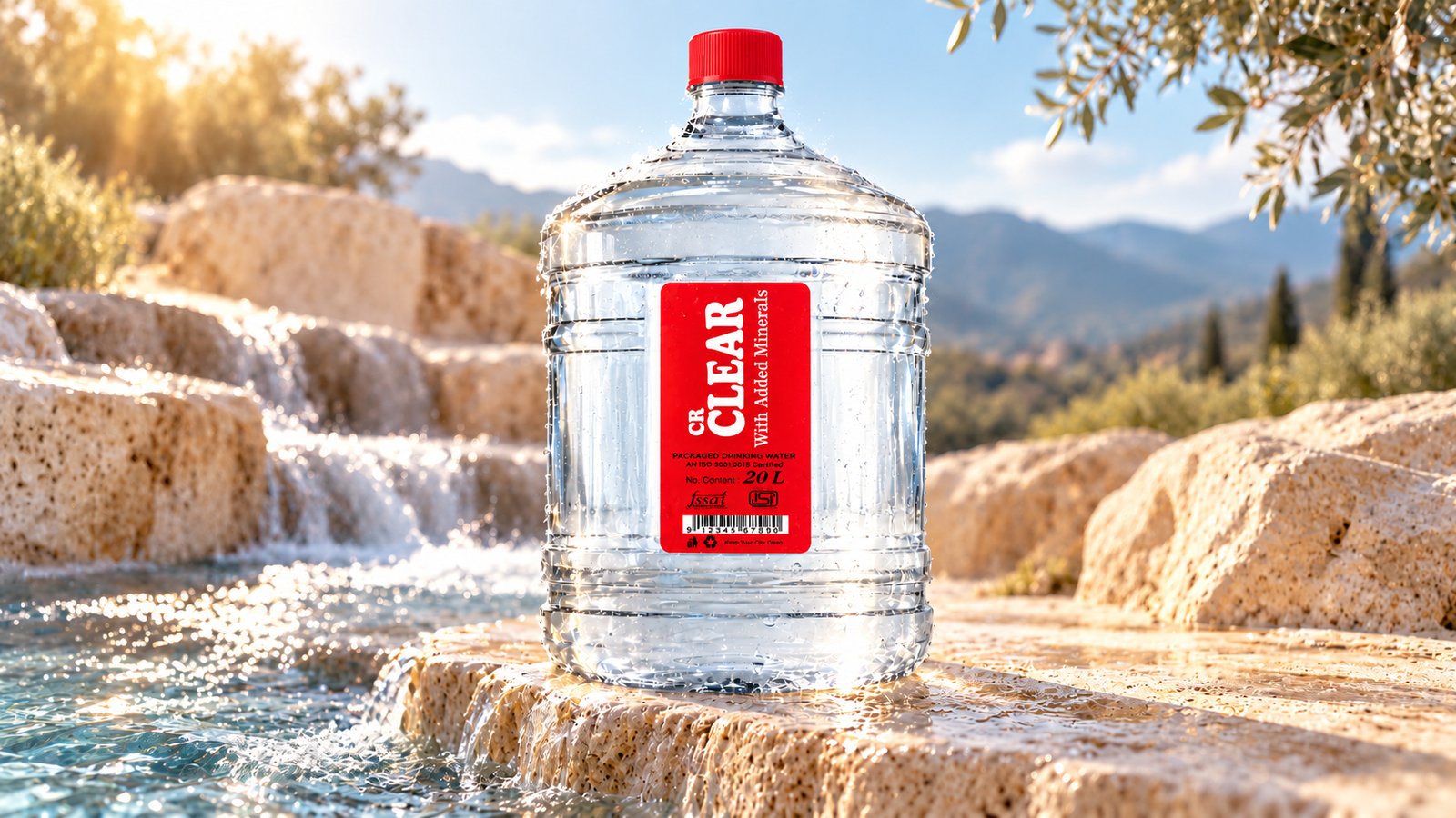 CR clear 20-Litre heavy duty transparent dispenser jar with natural mineral purity